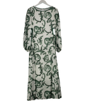 & SELENE White &  Green Baroque Print Cut Out Maxi Dress UK S