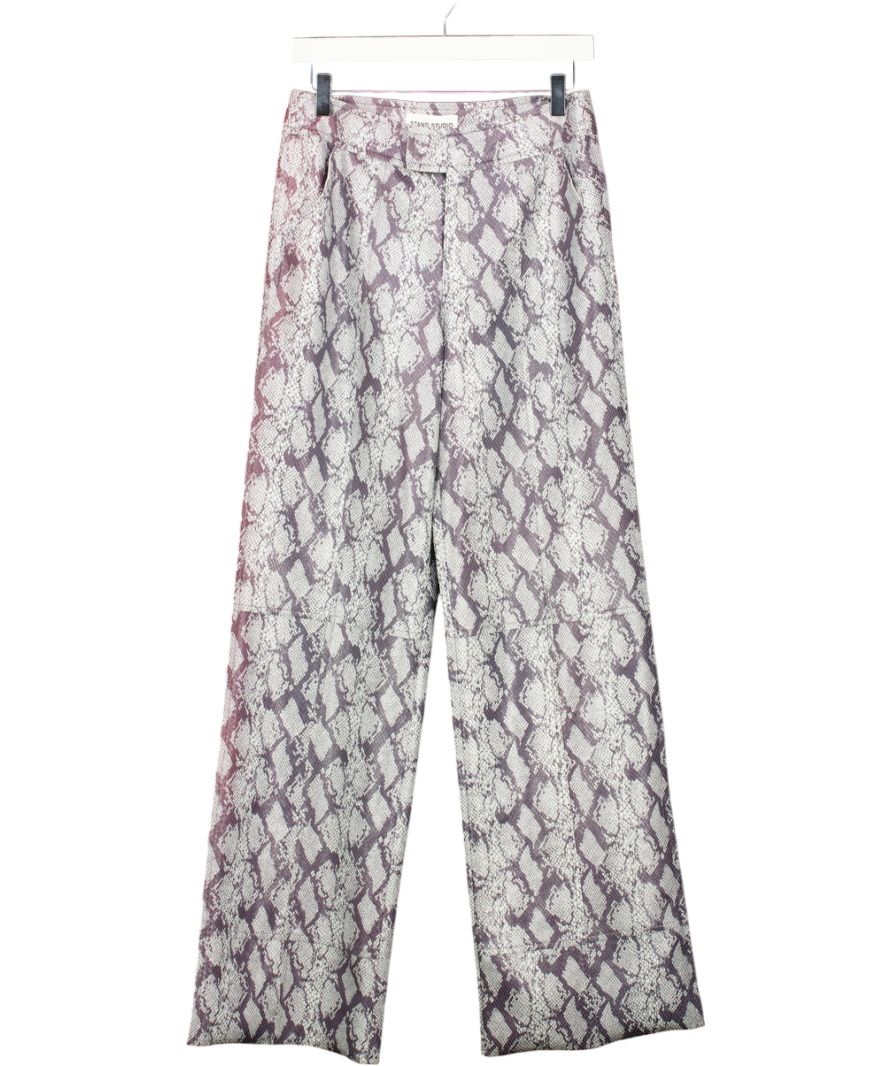 STAND STUDIO Grey Faux Suede Snakeskin Trousers UK 10