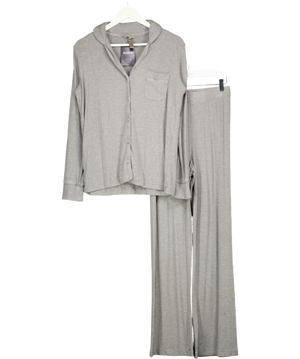 SKIMS Grey Ribbed 2-piece Lounge Pyjama Set UK S