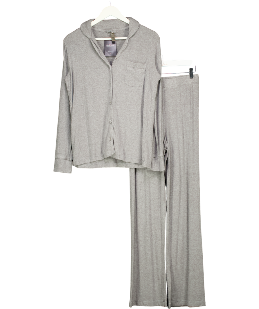 SKIMS Grey Ribbed 2-piece Lounge Pyjama Set UK S