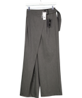 Karen Millen Grey Petite Polished Viscose Belted Tailored Wide Leg Trousers UK 8