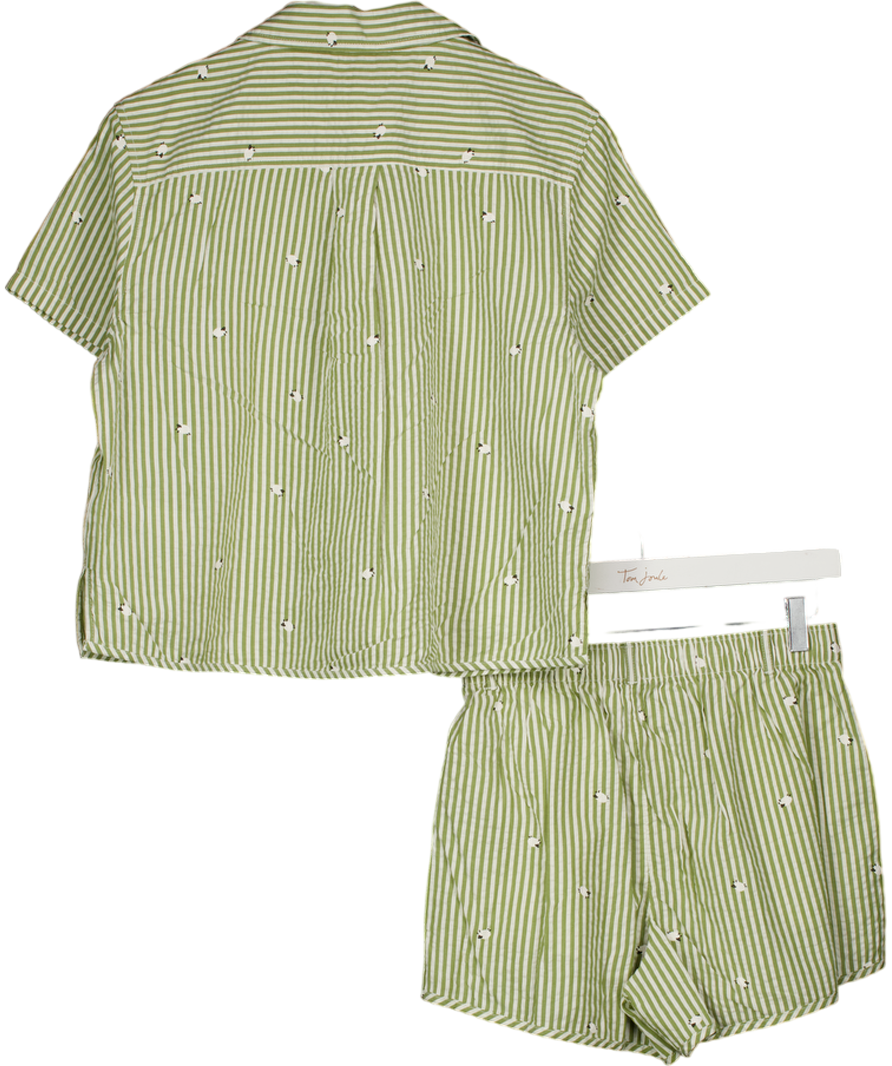 AERIE Green Green & White Striped Seersucker Sheep Top (uk M) & Shorts UK XS