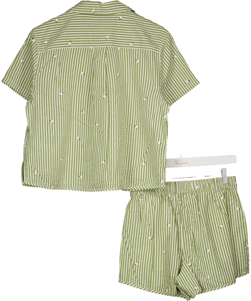 AERIE Green Green & White Striped Seersucker Sheep Top (uk M) & Shorts UK XS
