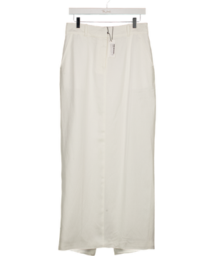 KAREN MILLEN Ivory White Tailored Viscose Linen Pencil Maxi Skirt UK 12