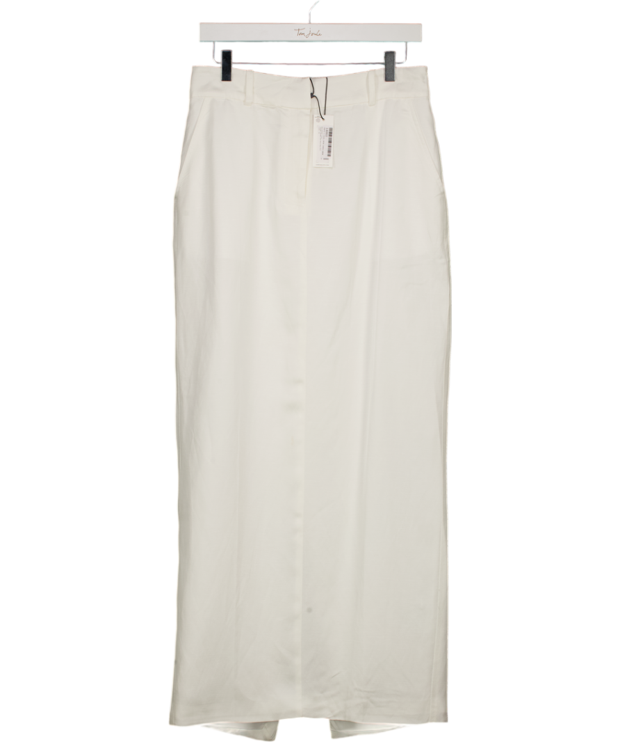 KAREN MILLEN Ivory White Tailored Viscose Linen Pencil Maxi Skirt UK 12