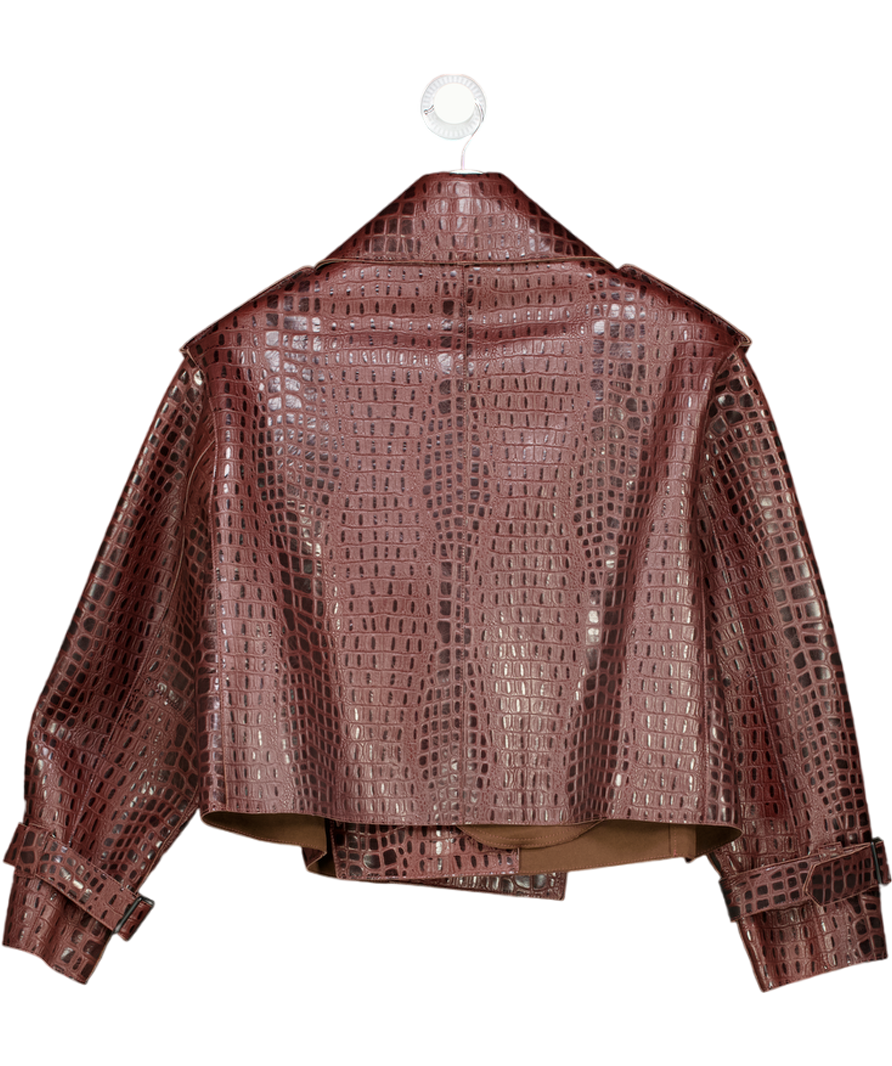 JANE & TASH  Brown Croc Oversized Leather Jacket UK M