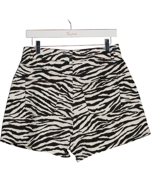 ASOS White Denim Longline A Line Short In Zebra Print UK 10