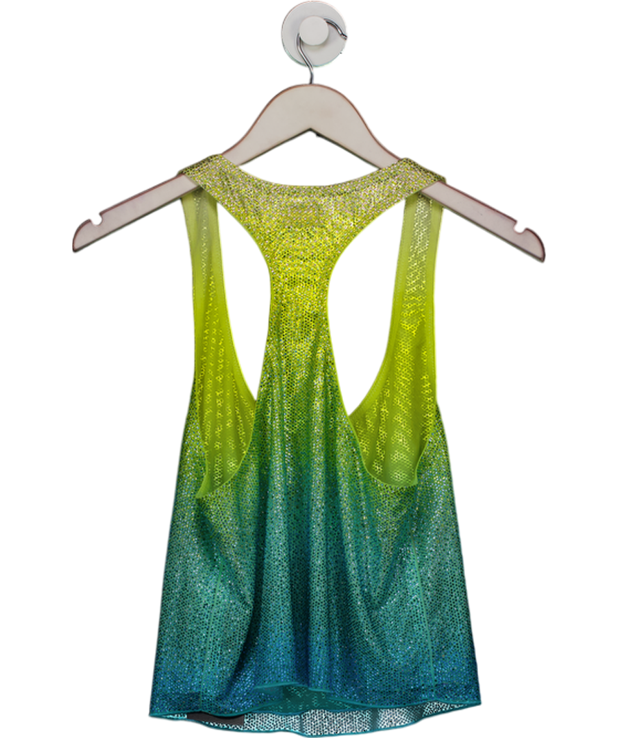 Oh Polly Aine Embellished Racerback Top In Blue Yellow Ombré UK 8