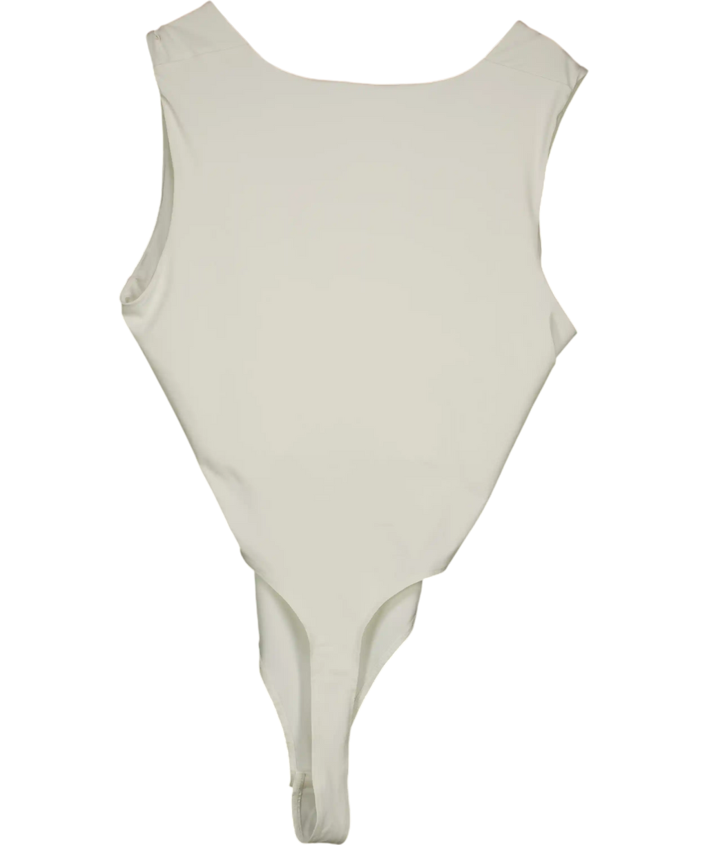 New Look White Slinky Square Neck Sleeveless Bodysuit UK 22