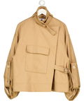HOUSE OF DAGMAR Beige Camel Wool Felt Oversize Funnel Neck Jacket UK 8