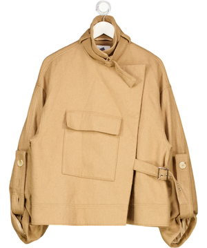 HOUSE OF DAGMAR Beige Camel Wool Felt Oversize Funnel Neck Jacket UK 8
