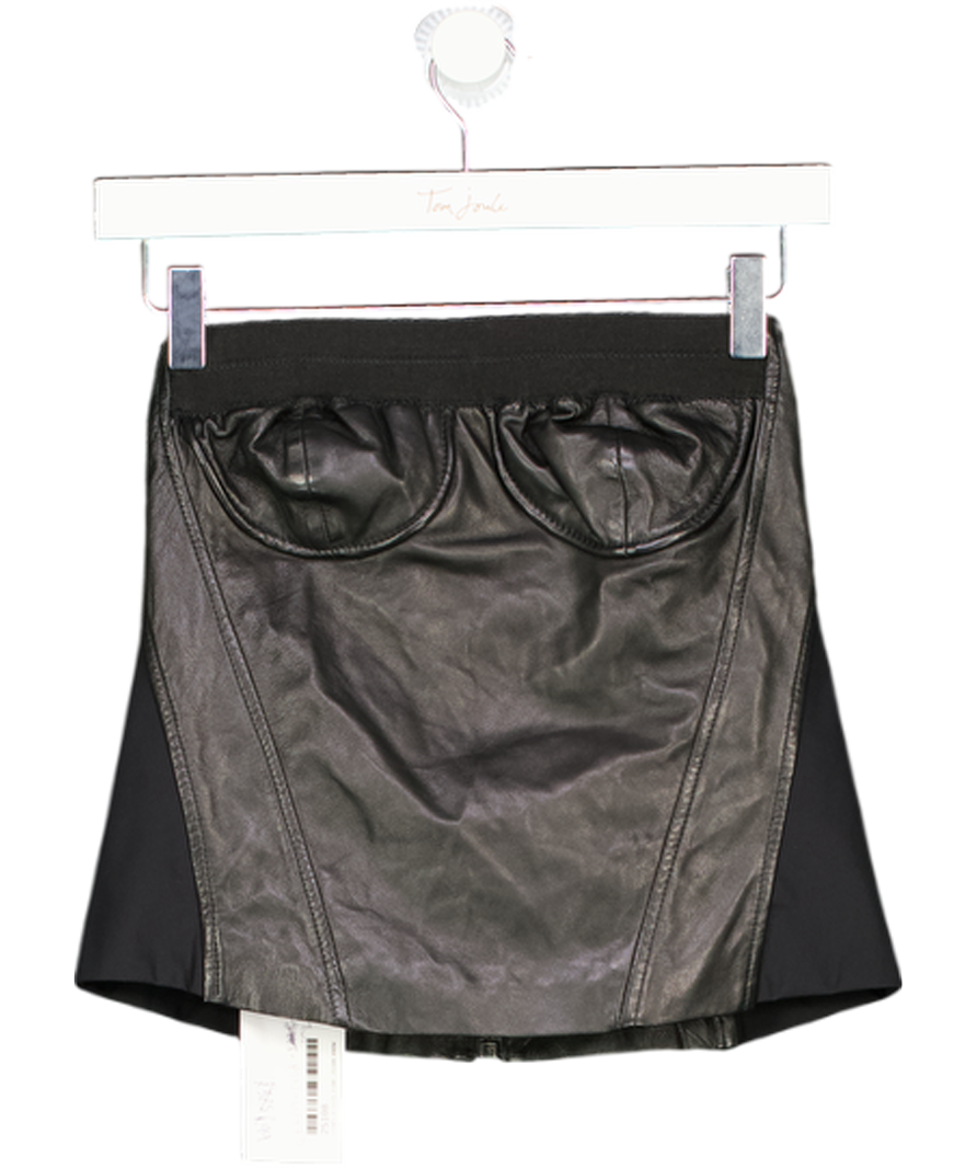 Pinko Black Faux Leather Strapless Bustier UK 8