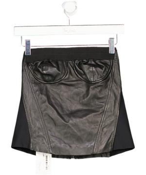Pinko Black Leather Strapless Bustier bandeau top UK 8