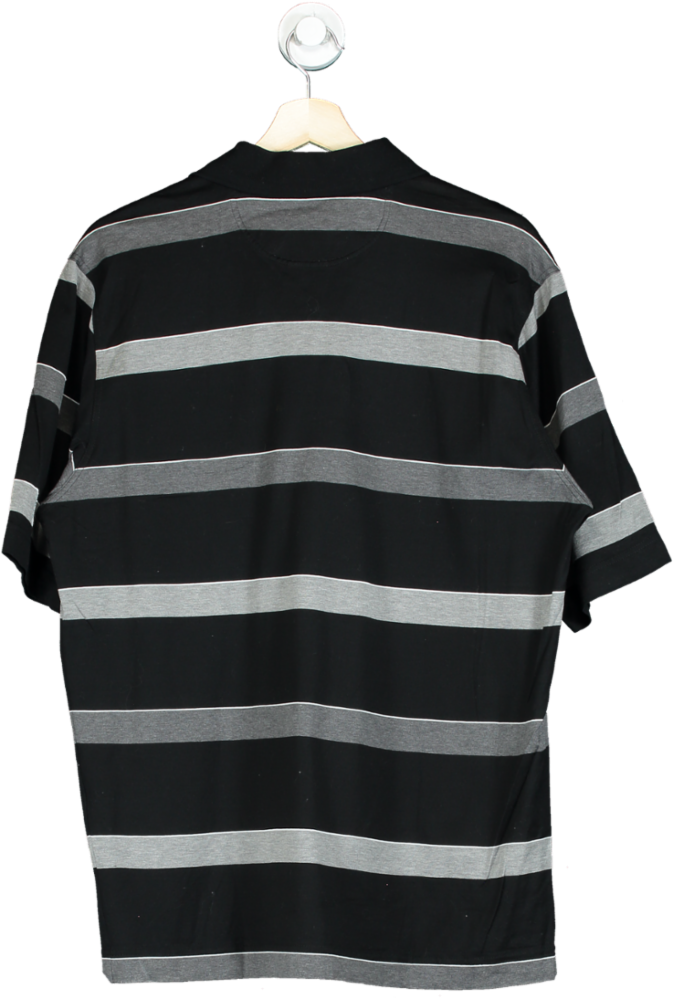 Paul & Shark Black and Grey Striped Polo Shirt UK L