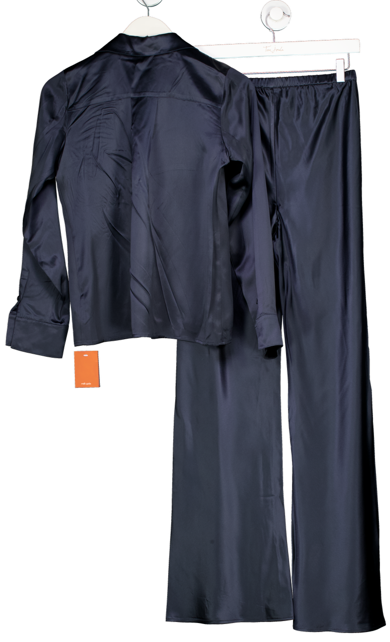 Cult Gaia 2-piece Navy Blue  Yoona Chain-embellished Satin Tops Trousers Set UK S