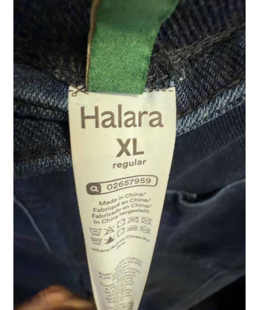 HALARA Blue Halara Flex™ High Waisted Pockets Washed Casual Wide Leg Jeans, size UK XL — care label