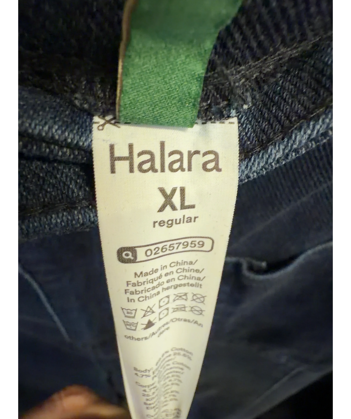 HALARA Blue Halara Flex™ High Waisted Pockets Washed Casual Wide Leg Jeans, size UK XL — care label
