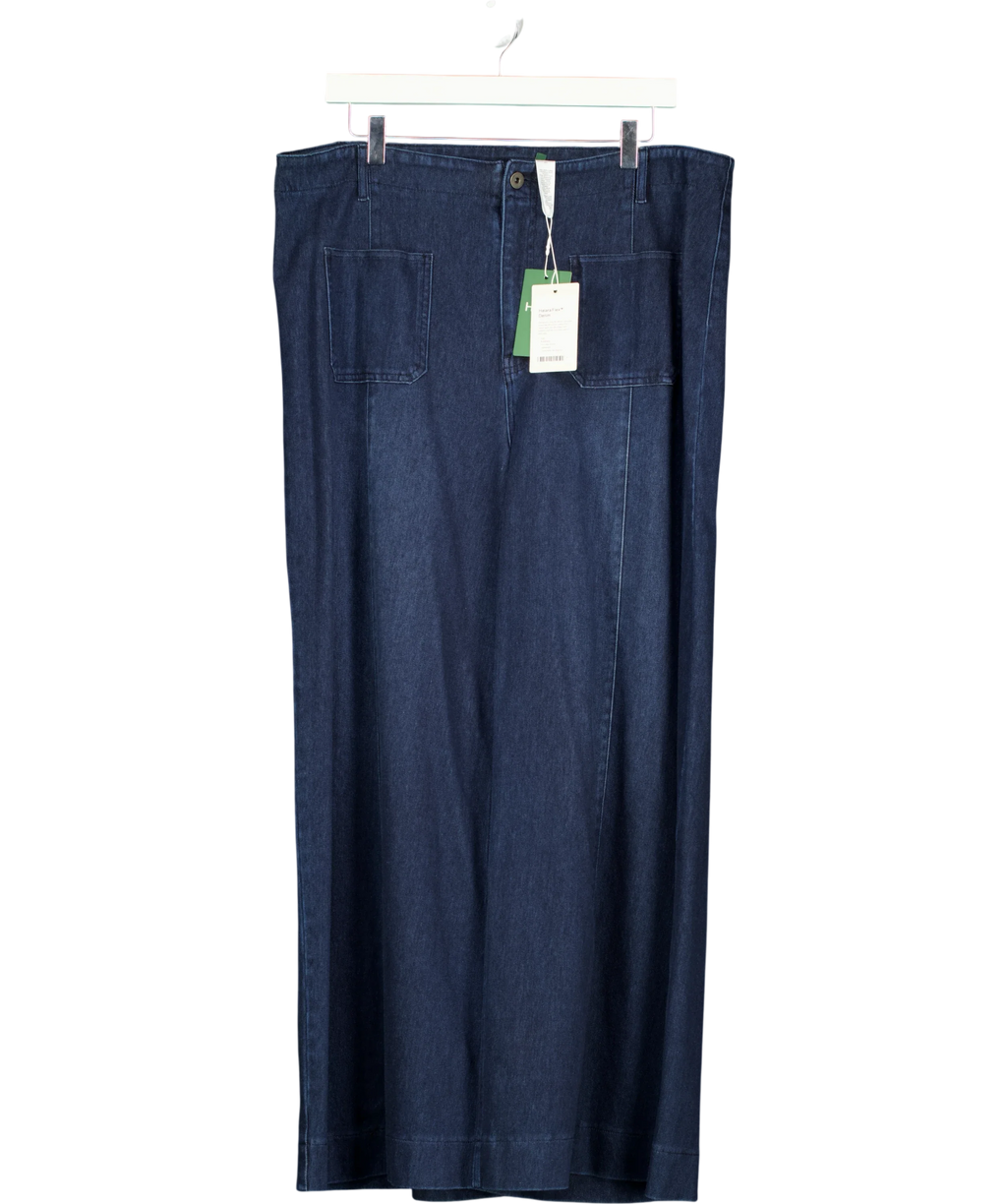 HALARA Blue Halara Flex™ High Waisted Pockets Washed Casual Wide Leg Jeans, size UK XL — front