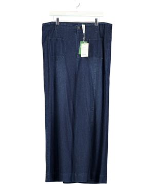 Halara Flex High Waisted Pockets Washed Casual Wide Leg Jeans Blue UK XL