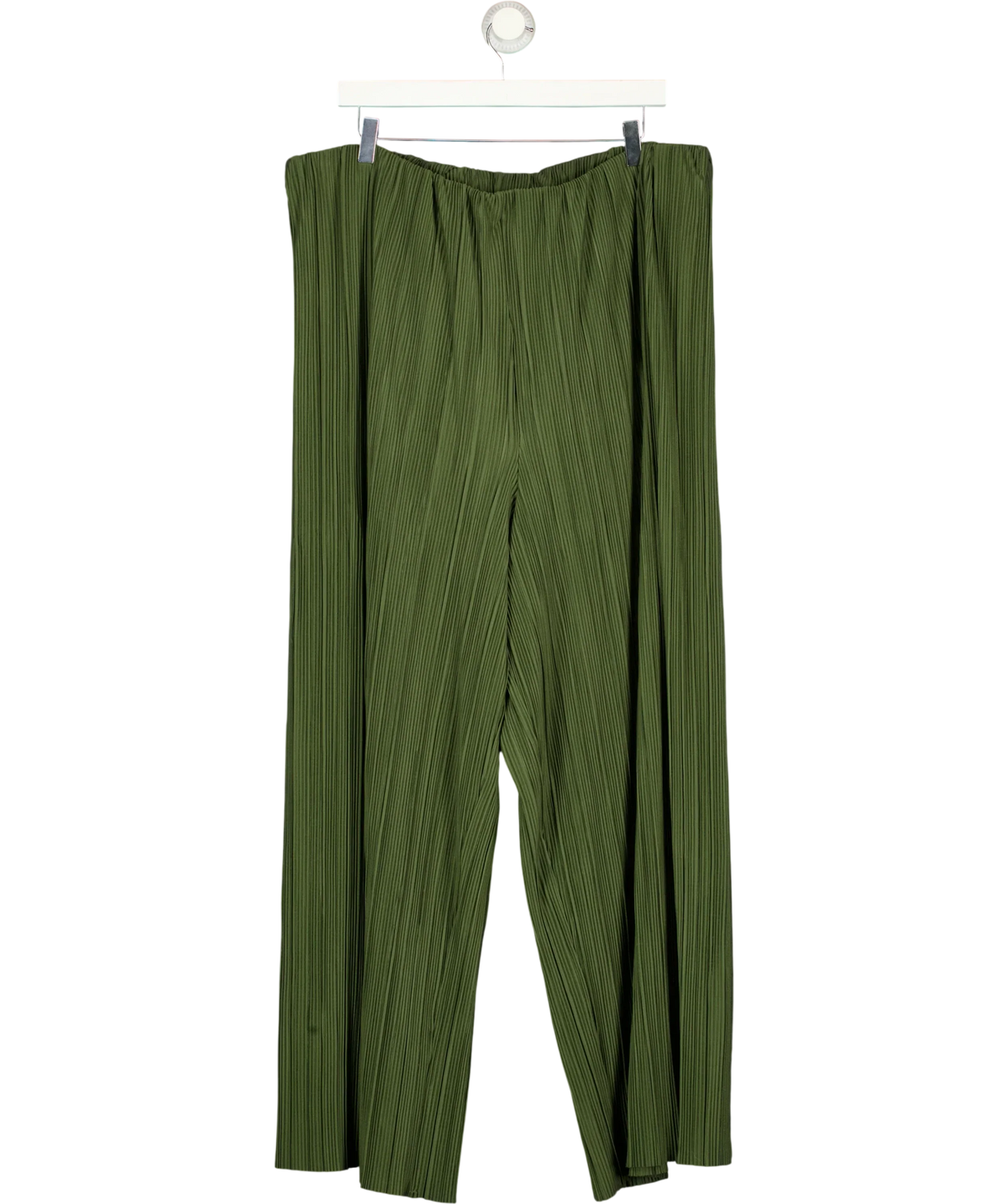 New Look Green Curves Khaki Plissé Wide Leg Trousers Si, size UK 22 — front