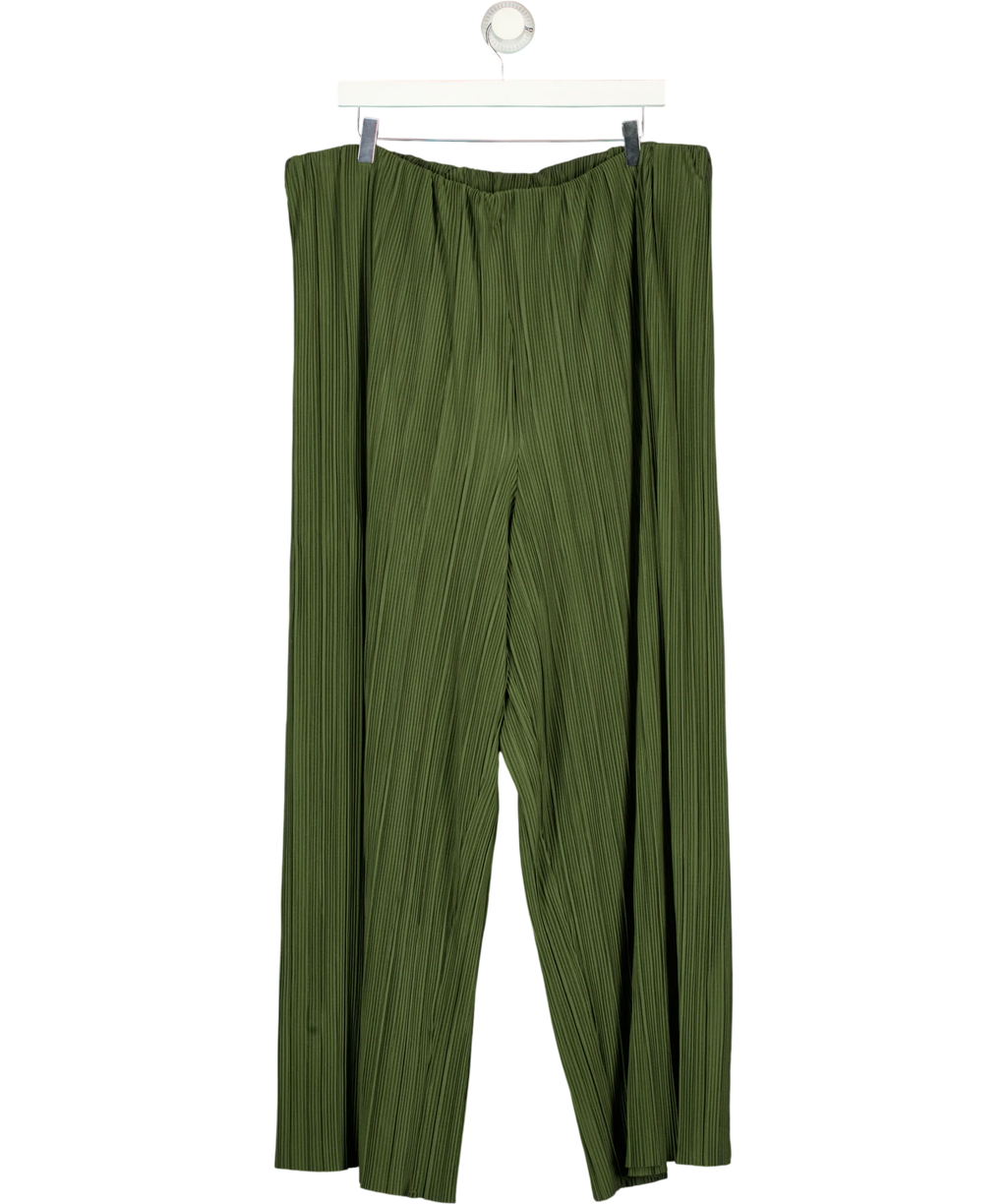 New Look Green Curves Khaki Plissé Wide Leg Trousers Si, size UK 22 — front