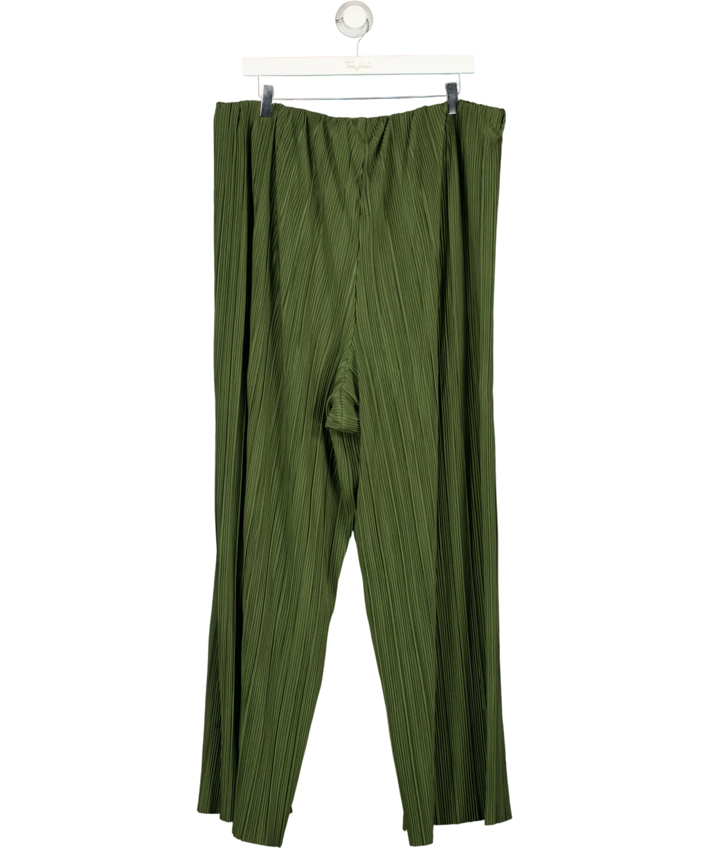 New Look Green Curves Khaki Plissé Wide Leg Trousers Si, size UK 22 — back