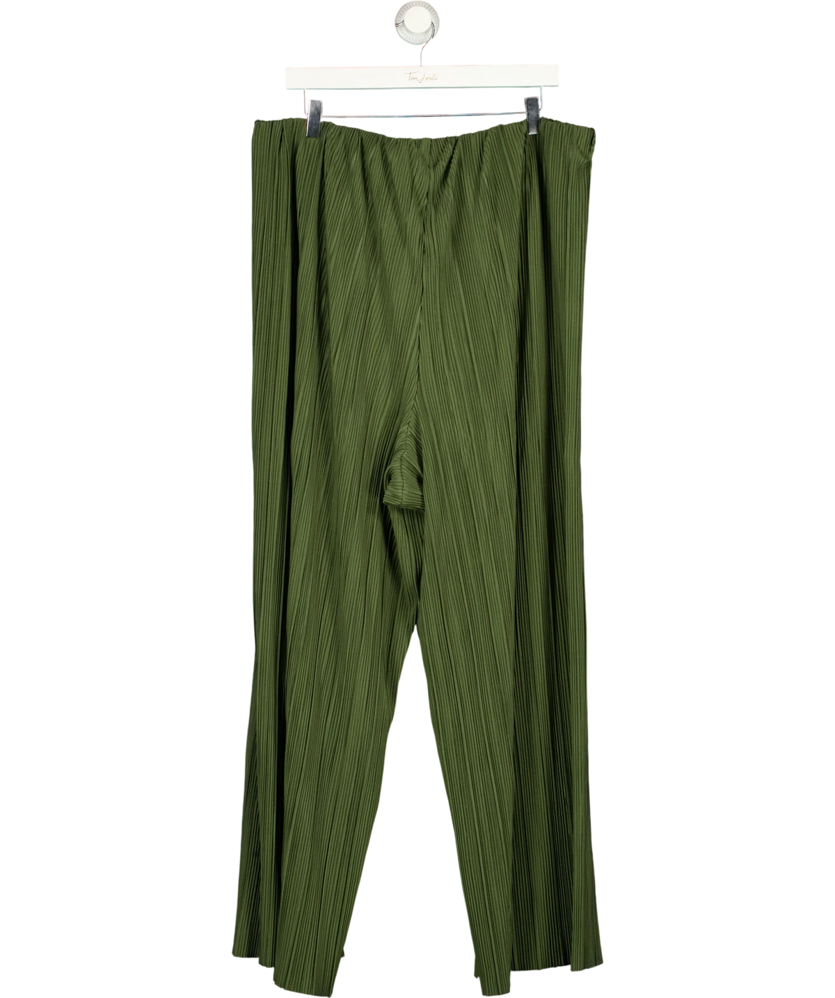 New Look Green Curves Khaki Plissé Wide Leg Trousers Si, size UK 22 — back