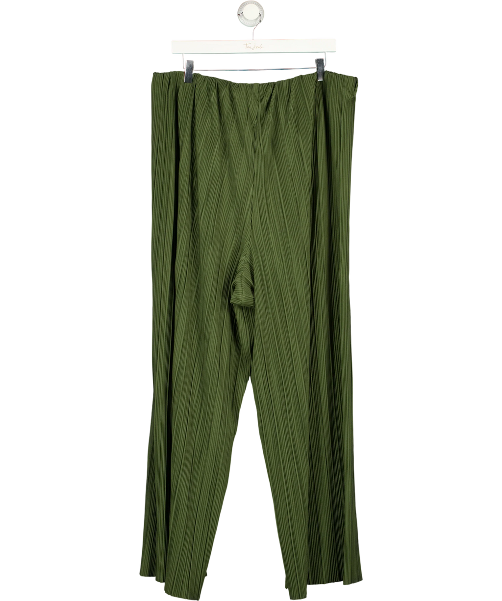 New Look Green Curves Khaki Plissé Wide Leg Trousers Si, size UK 22 — back
