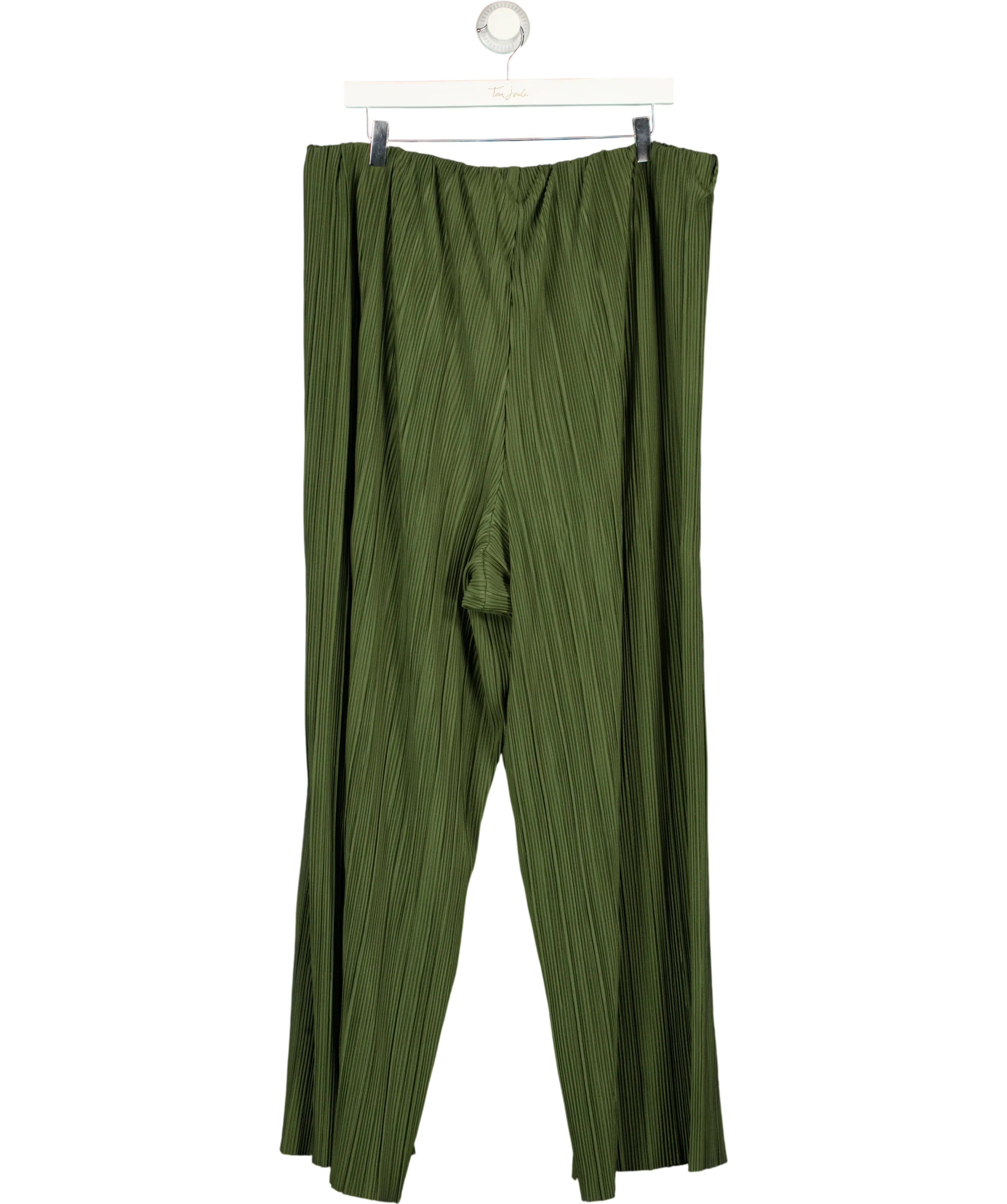 New Look Green Curves Khaki Plissé Wide Leg Trousers Si, size UK 22 — back