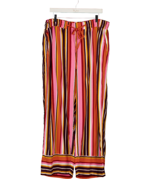 Jd Williams Multicoloured Printed Linen Mix Wide Leg Trousers Stripe UK 22