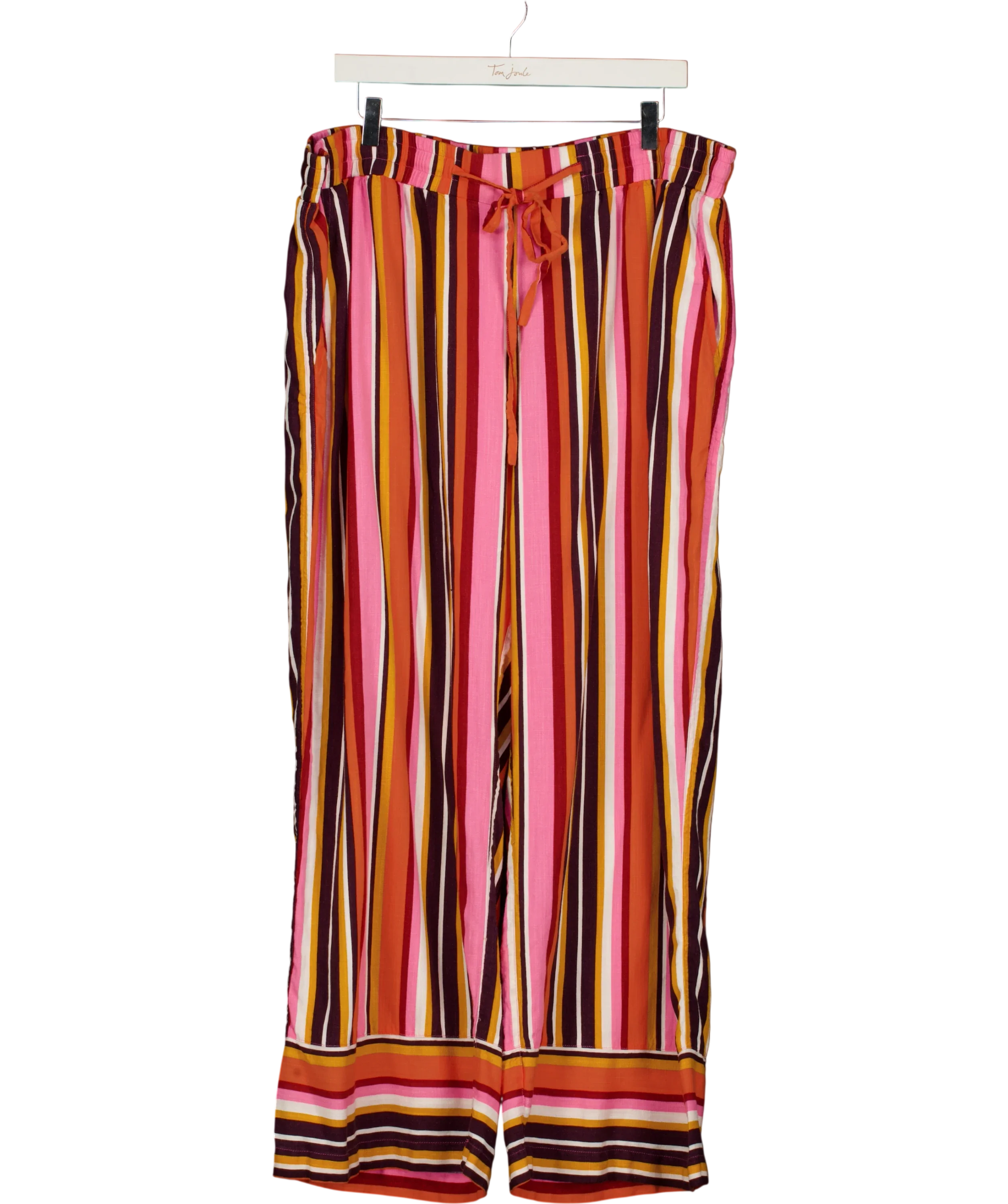 Jd Williams Multicoloured Printed Linen Mix Wide Leg Trousers Stripe, size UK 22 — front