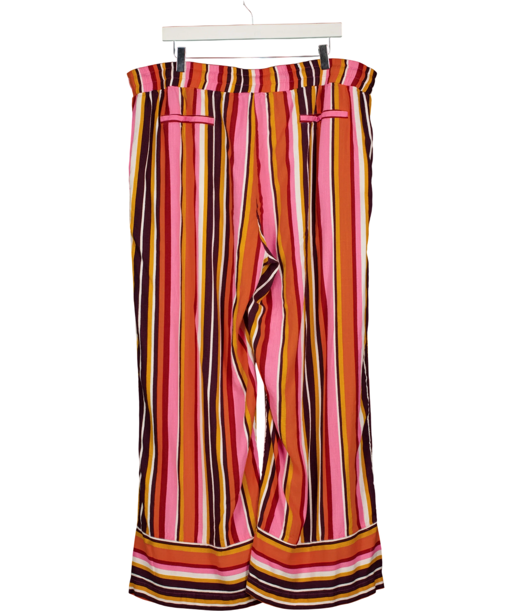 Jd Williams Multicoloured Printed Linen Mix Wide Leg Trousers Stripe, size UK 22 — back