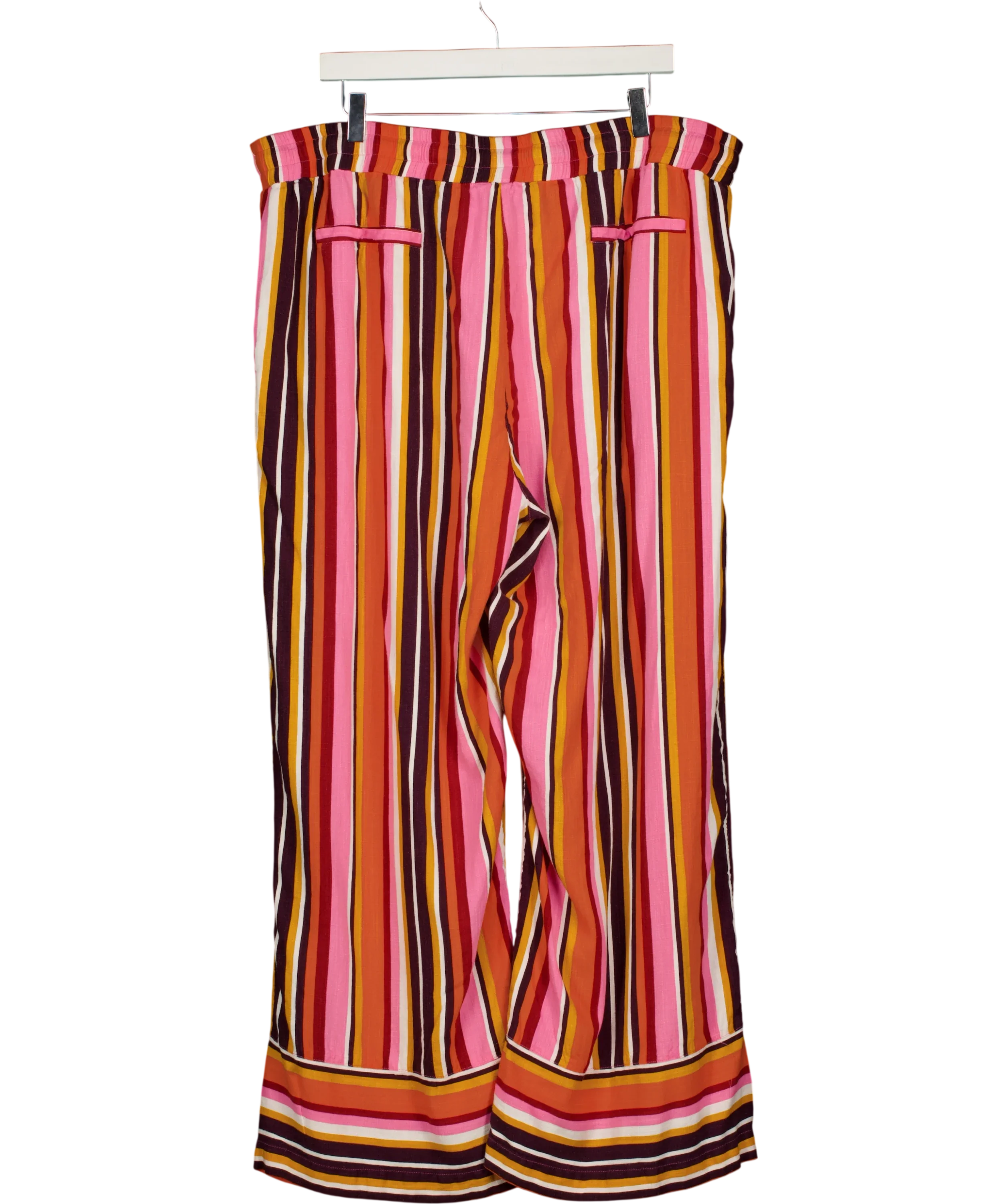 Jd Williams Multicoloured Printed Linen Mix Wide Leg Trousers Stripe, size UK 22 — back