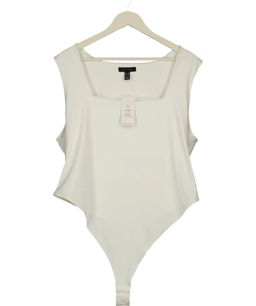 New Look White Slinky Square Neck Sleeveless Bodysuit UK 22 — Front