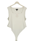 New Look White Slinky Square Neck Sleeveless Bodysuit UK 22 — Front