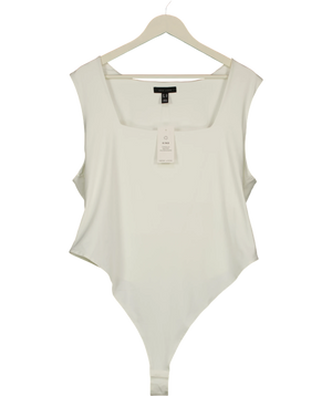 New Look White Slinky Square Neck Sleeveless Bodysuit UK 22