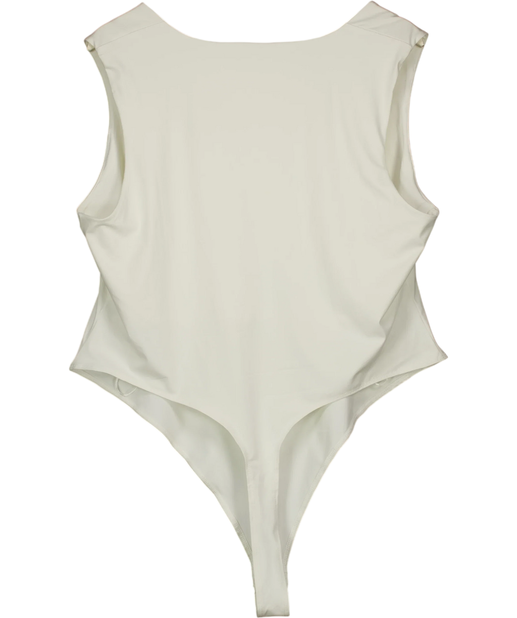 New Look White Slinky Square Neck Sleeveless Bodysuit UK 22 — Back