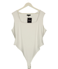 New Look White Slinky Square Neck Sleeveless Bodysuit UK 22 — Front