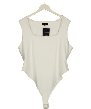 New Look White Slinky Square Neck Sleeveless Bodysuit UK 22