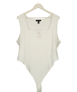 New Look White White Square Neck Sleeveless Bodysuit, size UK 22 — front