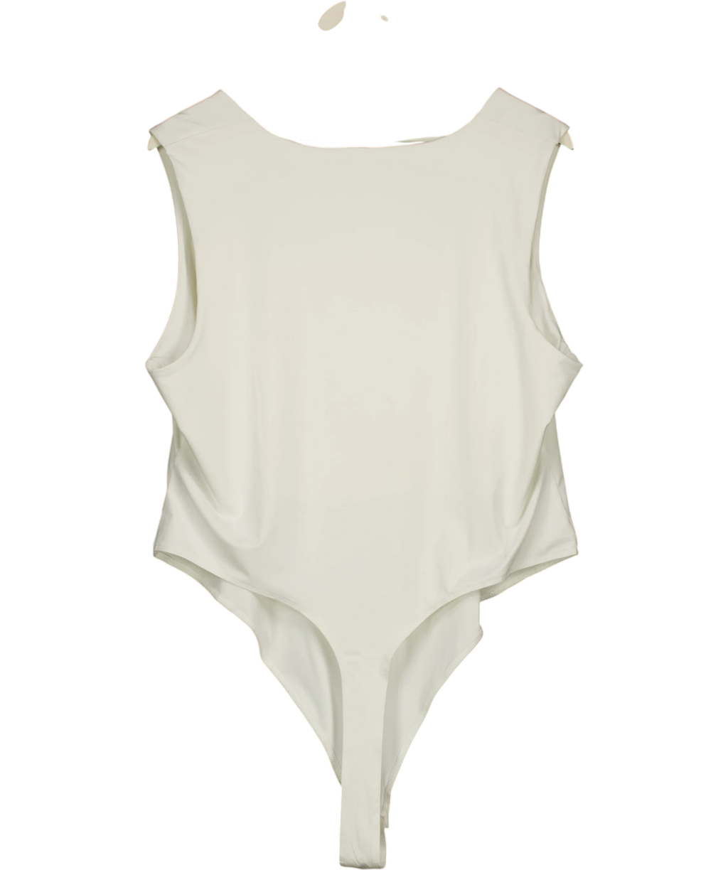 New Look White White Square Neck Sleeveless Bodysuit, size UK 22 — back