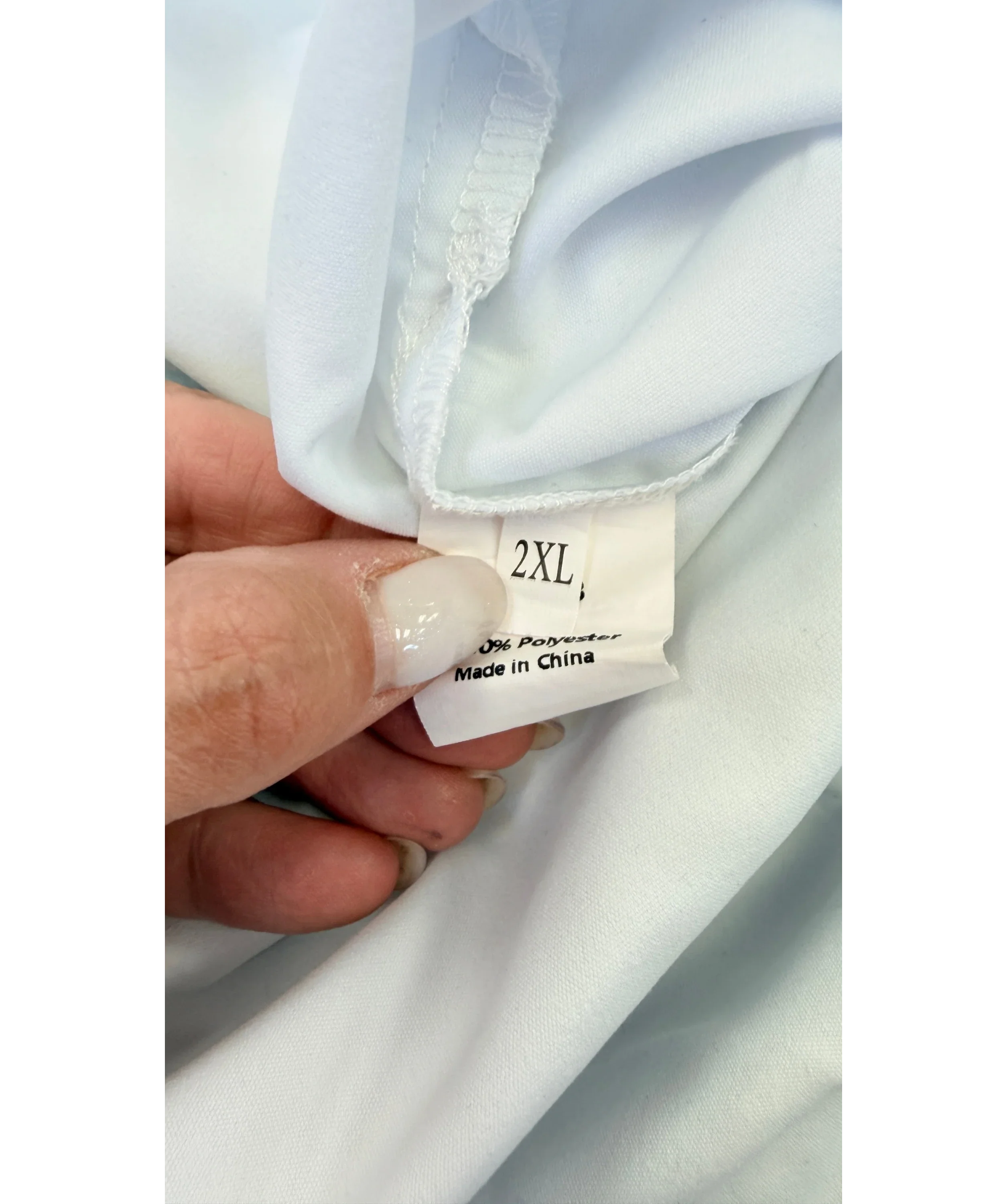 UOOZEE White Tie Print Oversized Button Up Shirt White, size UK XXL — label