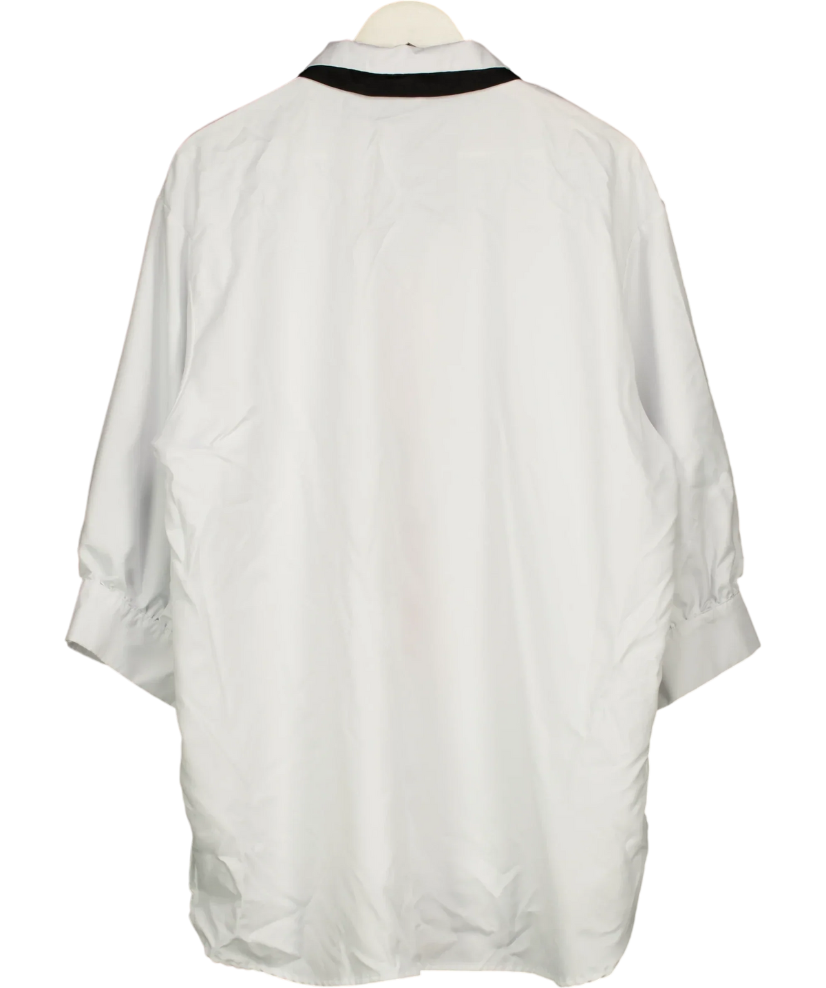 UOOZEE White Tie Print Oversized Button Up Shirt White, size UK XXL — back