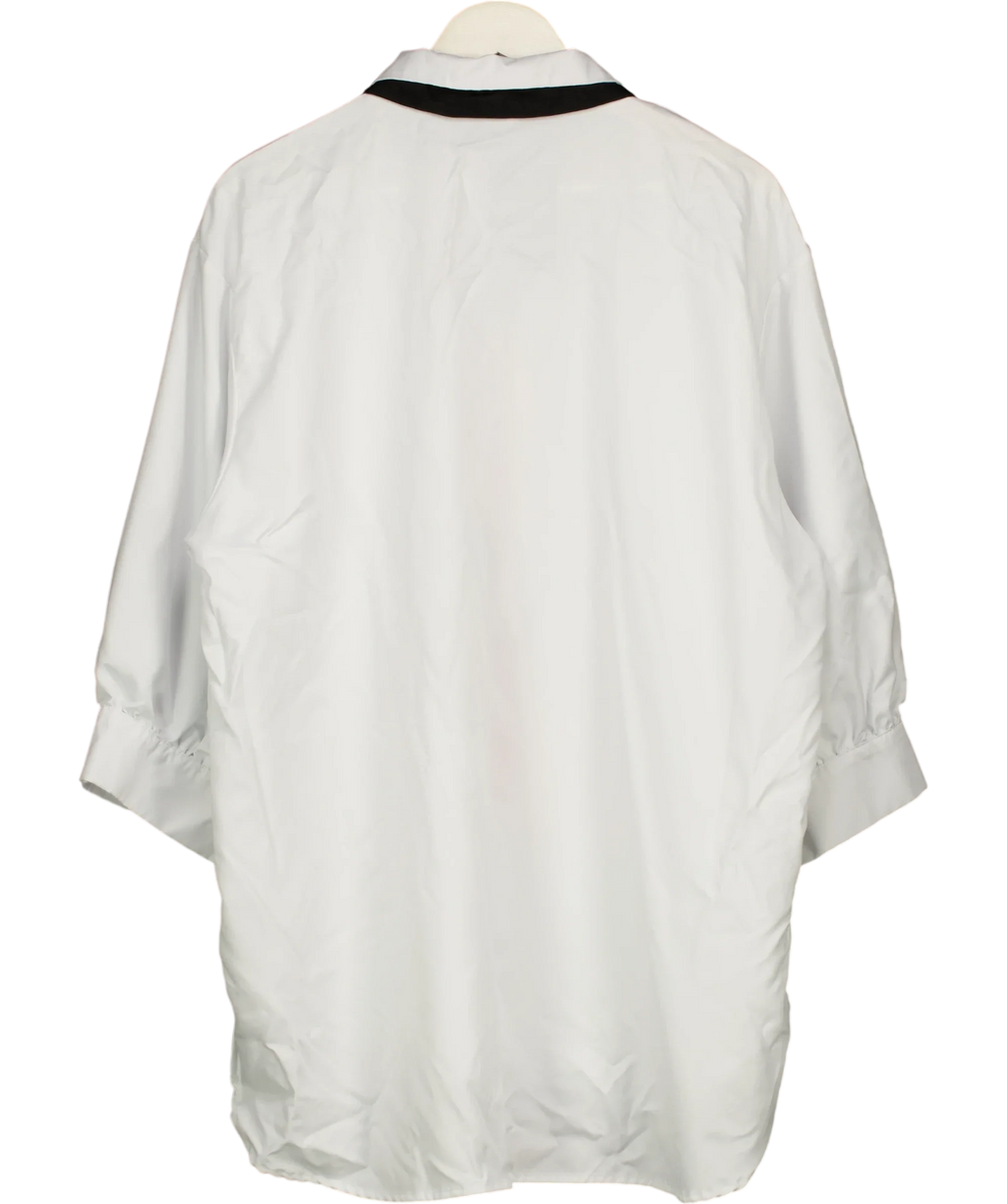 UOOZEE White Tie Print Oversized Button Up Shirt White, size UK XXL — back