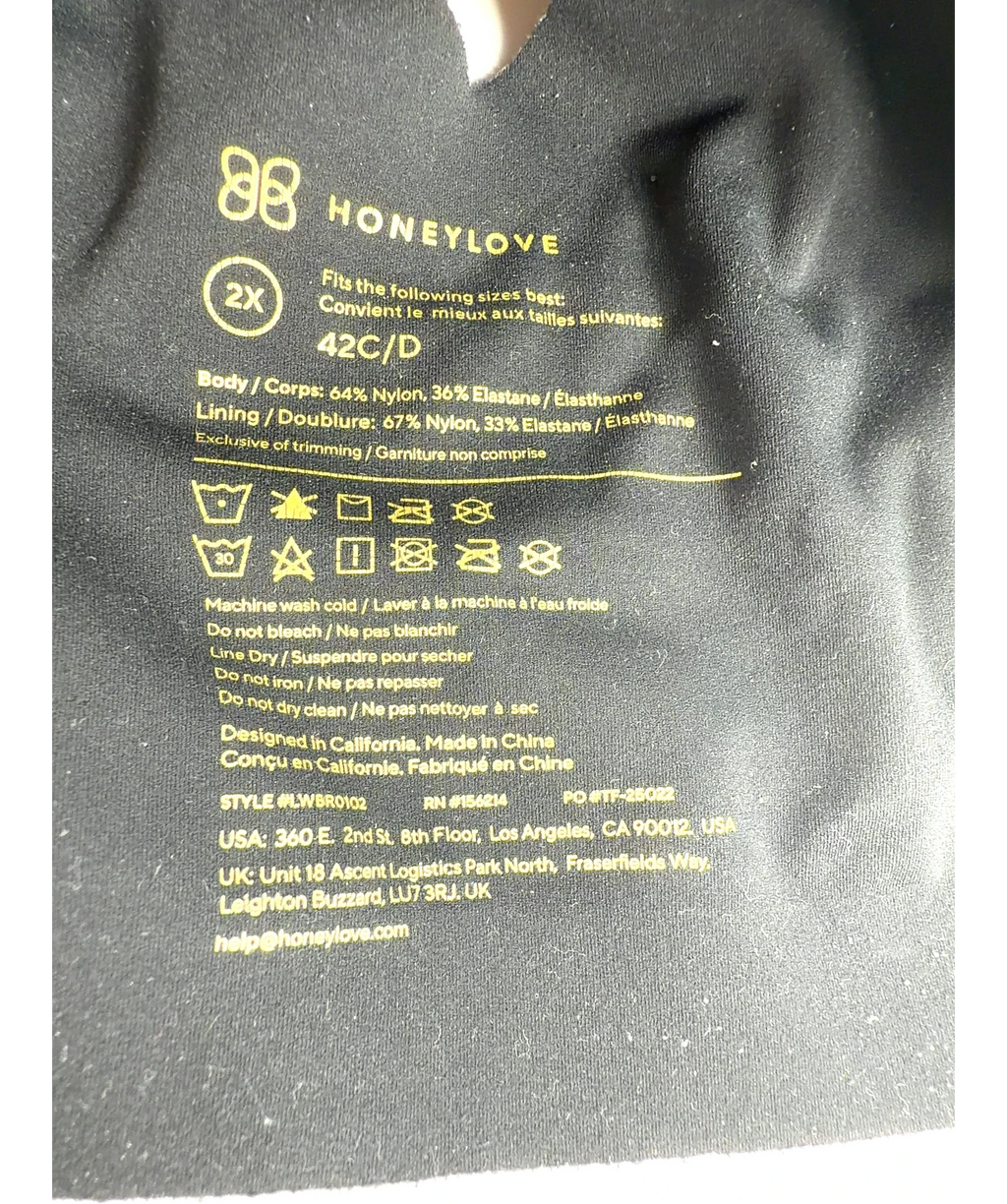 Honeylove Black Colour, size UK 42C — label