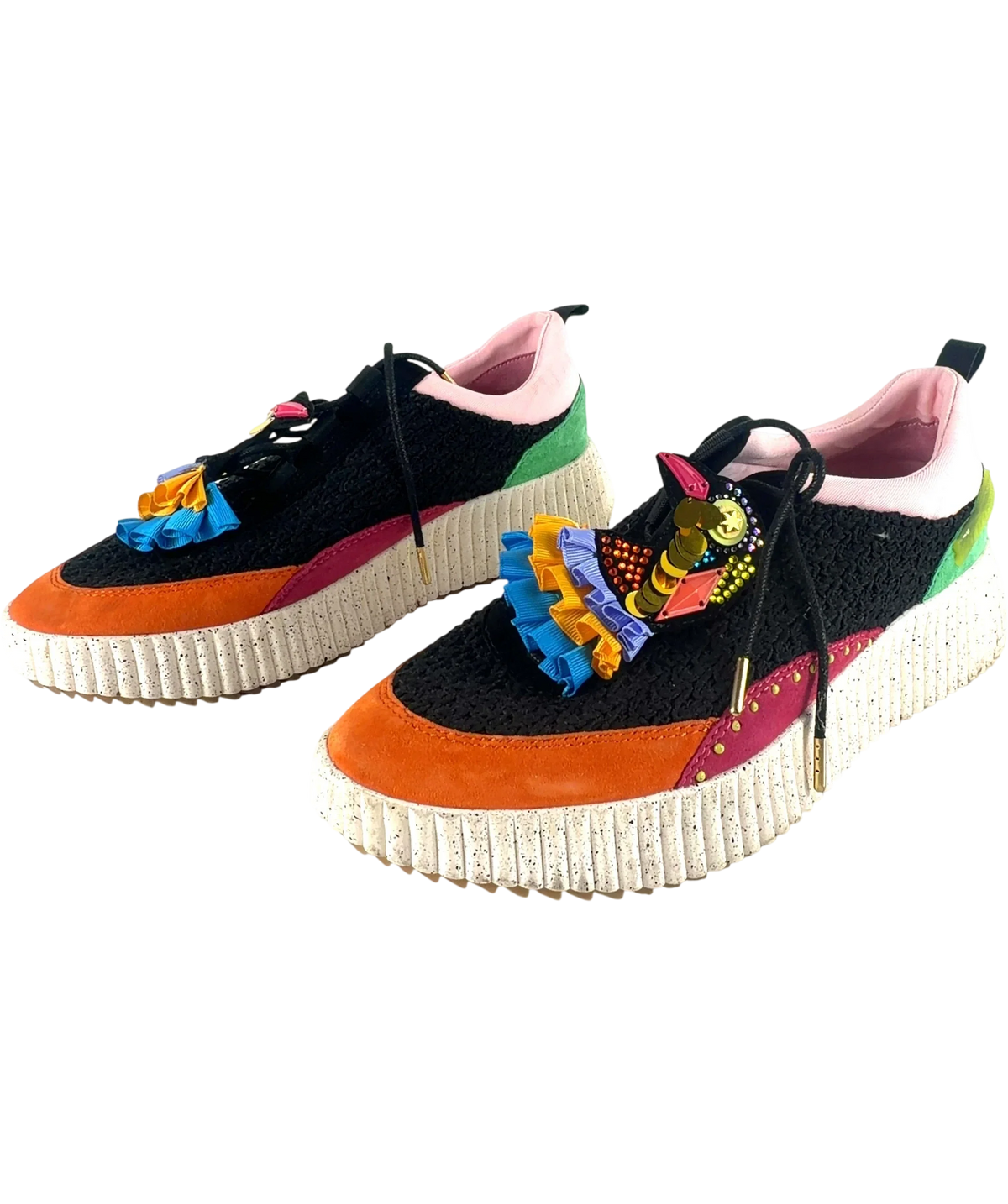 Kat Maconie Multicoloured Mika Black Multi Embellished Knit Platform Trainers UK 8 EU 41 — Side (both)