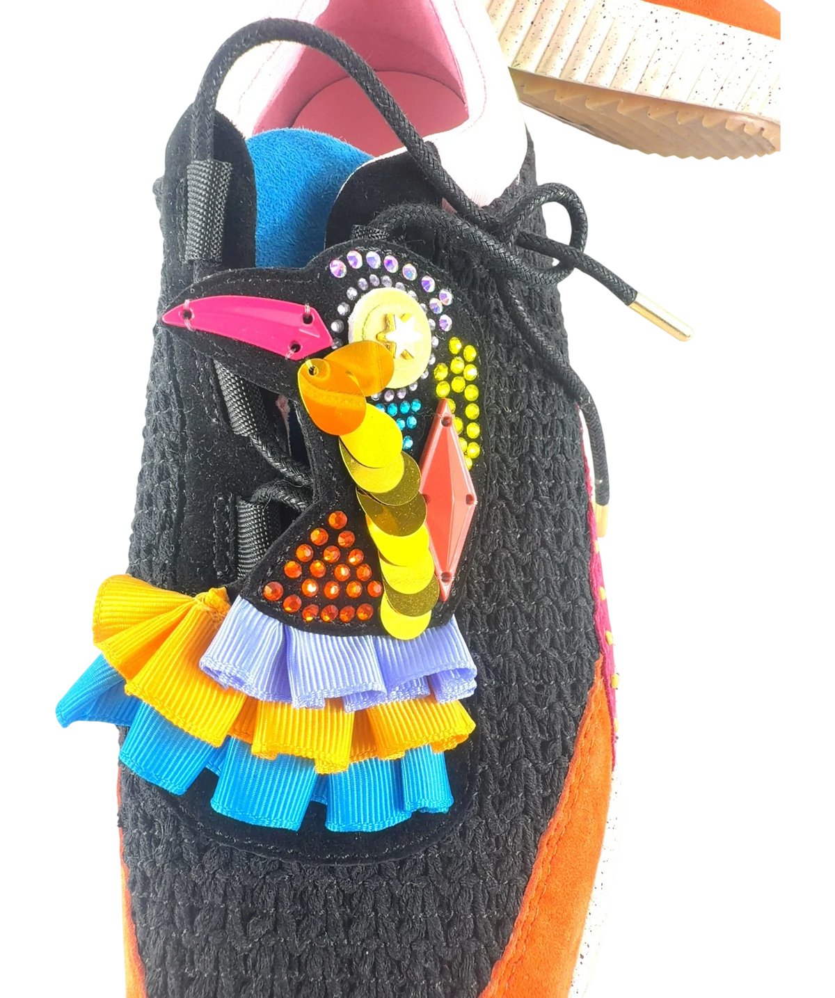 Kat Maconie Multicoloured Mika Black Multi Embellished Knit Platform Trainers UK 8 EU 41 — Extra shot