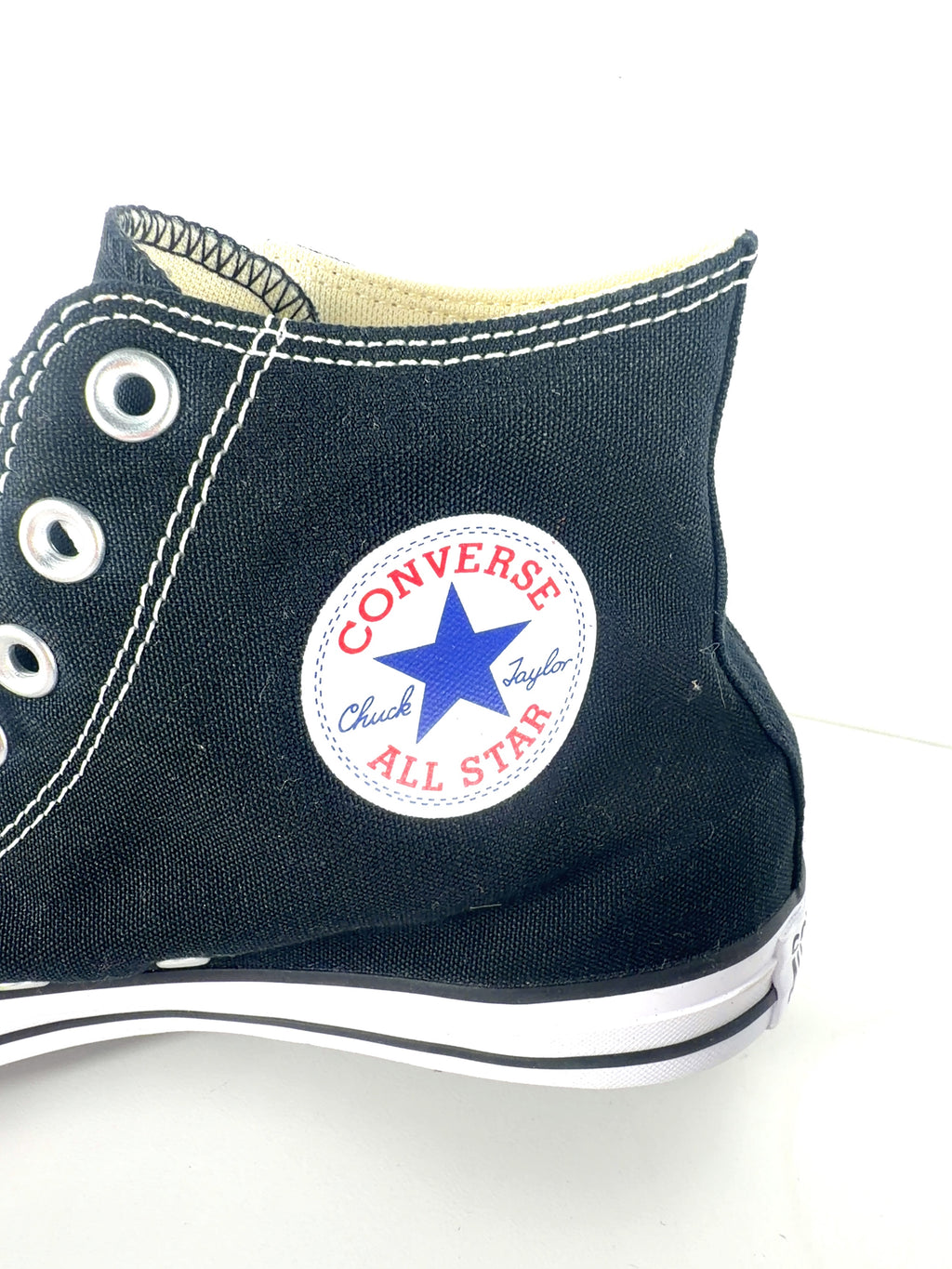Converse Black Chuck Taylor All Star High Top Trainers, size UK 8.5 EU 41.5 👠 — care label