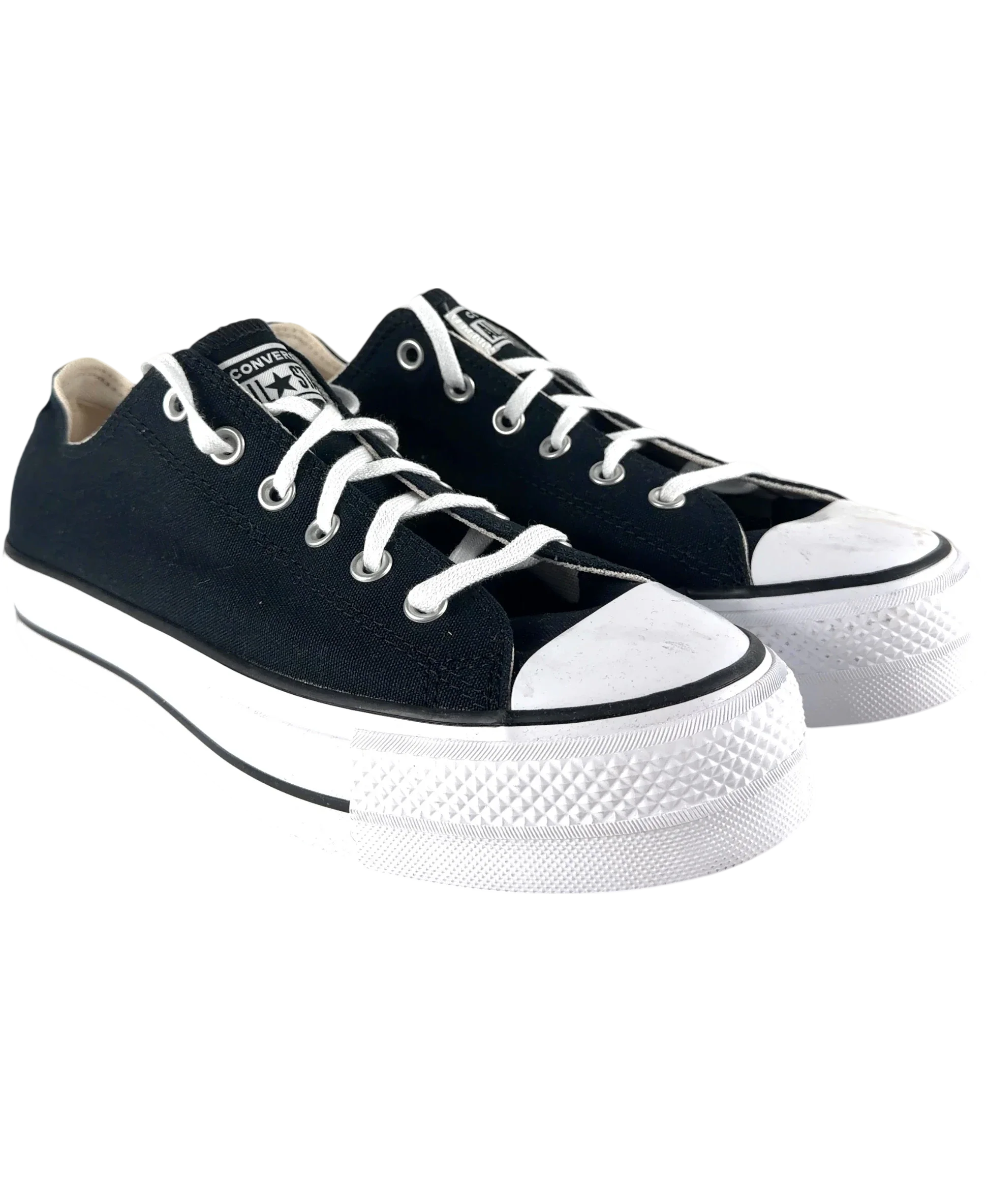Converse Black Chuck Taylor All Star Lift Platform Ox Trainers, size UK 8.5 EU 41.5 👠 — front