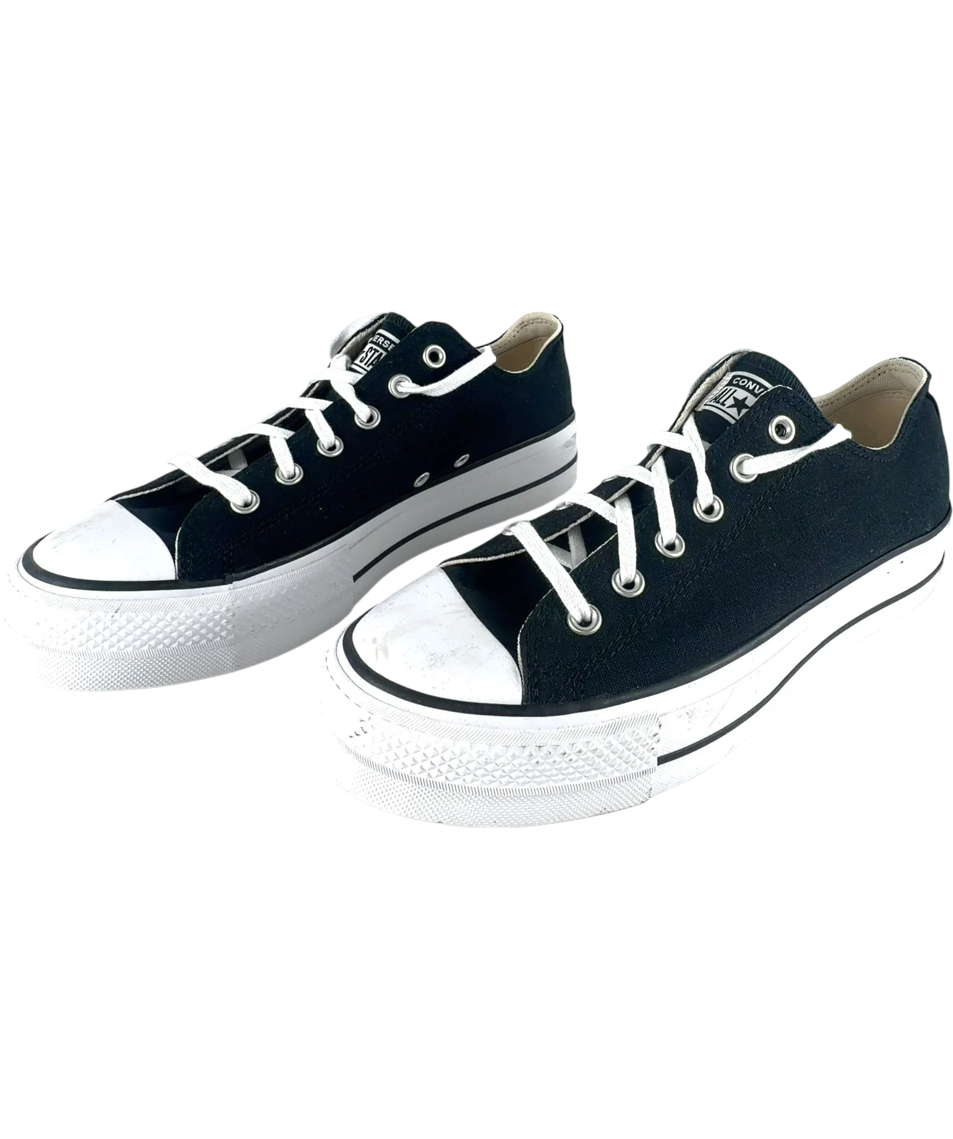 Converse Black Chuck Taylor All Star Lift Platform Ox Trainers UK 8.5 EU 41.5 — Side (both)